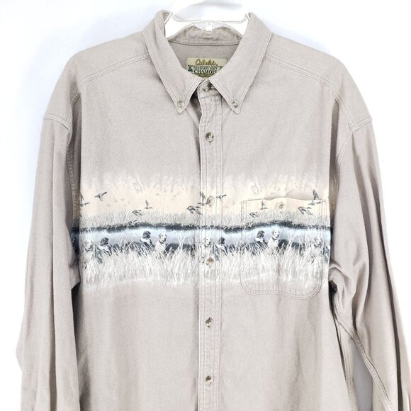 Cabelas Button Down Shirt Men's Sz XL Tan - Picture 2 of 7